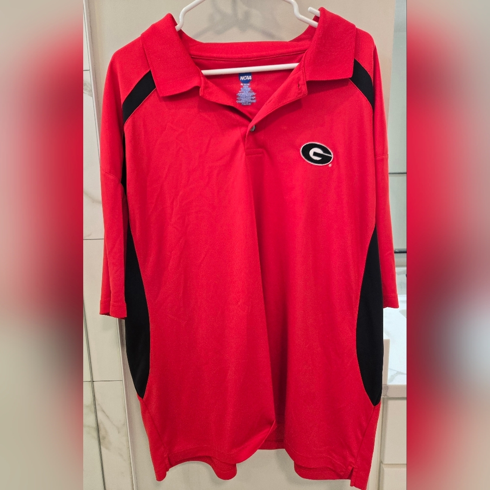 NCAA Georgia Bulldogs UGA Mens Polo Red Black Like New Size XXL